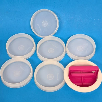 Tupperware Grande 5" Hamburguesas #1927 Lote de 6 con Anillo y Prensa Sin Tapa Foto 1 de 4