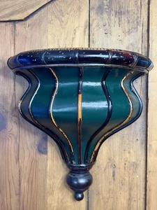 Grande fioriera/tasca vintage decorativa da parete per interni 13,25" toni invecchiati/scuri - Foto 1 di 22
