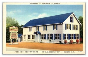 Freese's Restaurant Ice Cream Soda Fountain Ravena New York NY Linen c1940s PC - Bild 1 von 2