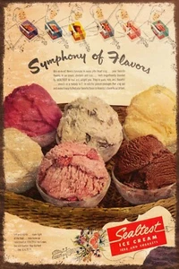 Sealtest Ice Cream Flavours, Vintage Advert, Aged Look New Metal Sign, Plaque - Picture 1 of 5