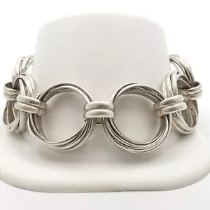 Silpada Sterling Silver Woven Entwined Circle Link Toggle Bracelet Adjustable - Picture 1 of 6