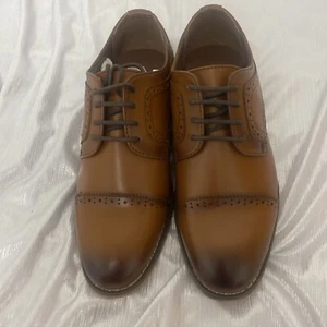 Stacy Adams Boys Size 2 Dickinson Cap Toe Oxford Shoes Cognac See Note - Picture 1 of 14