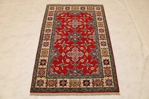 3 Fuß 3 Zoll x 5 Fuß 0 Zoll Handgeknüpfter Afghan Kasak Orientteppich Authentisch Traditionell Teppich - Bild 1 von 9