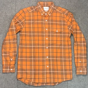 Saturdays Surf NYC Orange Plaid Mens Button Down Long Sleeve Flannel Size Medium - Picture 1 of 11