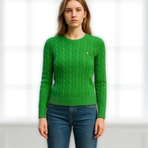 Polo Ralph Lauren Mujer Pequeño Poni Suéter Tejido con Cable Pima Algodón Pullover Talla L - Imagen 1 de 14