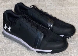 UNDER ARMOUR Tempo Sport Black White Red Waterproof Golf Shoes Cleats Mens Sz 15 - Picture 1 of 8