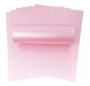 10 SHEETS A4 POWDER PINK PEARLESCENT SHIMMER DOUBLE SIDED DECORATION CARD 300GSM - Picture 1 of 1