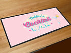 Personalised Any Name RETRO Cocktail Pink bar runner counter mat 