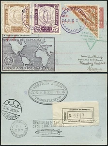Zeppelin Paraguay 1932 7. SAF Reko-Postkarte MiF Hamburg Si 188 / 1492 - Bild 1 von 3