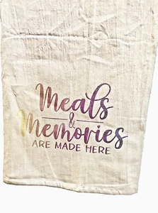 Decrotive kitchen Flour Towel, Meal and Memories 100% cotton 28x28, - Picture 1 of 4
