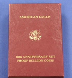 American Eagle 10th Anniversary Proof Set 1995 5 Piece Set Box & COA ONLY - Picture 1 of 5