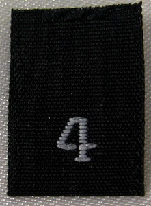 100 PCS BLACK WOVEN SEWING CLOTHING LABELS, SIZE TAGS - SIZE 4 - FOUR - Picture 1 of 1