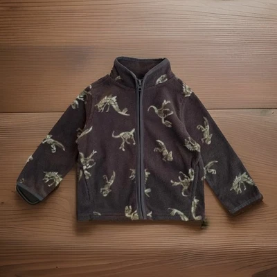Новый Oshkosh B'Gosh Baby мальчиков динозавр флисовая куртка коричневый зеленый полный молнии 12 М - Изображение 1 из 4