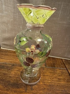 Tracy Porter vaso bocciolo floreale in vetro dipinto a mano 6 1/2" bellissimi dettagli - Foto 1 di 8