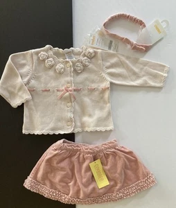 NUEVO CON ETIQUETAS Gymboree Vintage Elegante 6-12 Meses Rosa Volantes Falda y Suéter y Diadema - Imagen 1 de 2