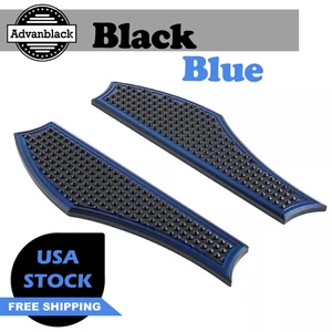 Advan Black / Blue Vengeance Front Rider Floorboards For Harley & Softail - Picture 1 of 7