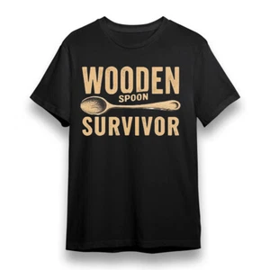 Damen T-Shirt mit Holzlöffel Survivor Grafik 100 % Baumwolle Oversize Tee USA - Bild 1 von 6