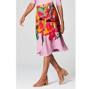 Falda midi floral lila Christian Siriano J. Jill, talla 18 de alto - Imagen 1 de 10