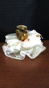 TEDDYBÄR ENGEL mit SPITZENKLEID & HOLZKOPF GLOCKE ENGEL Weihnachtsschmuck - Bild 1 von 4