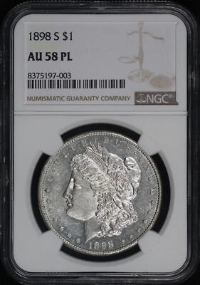 1898-S Morgan Dollar NGC AU-58 PL - Image 1 of 2