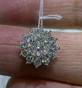 2Ct Round Cut VVS1/D Diamond Snowflake Pendant 14K White Gold Finish - Picture 1 of 3