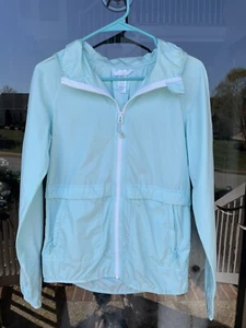 EUC***IVIVVA Jacket Girls 14 Aqua Stow Hood Lululemon Lightweight Zip. - Picture 1 of 7