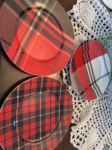 Set of 3 Alpine Plaid Salad Plates with Box Pottery Barn - Picture 1 of 3