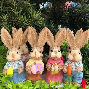 25cm Handwoven Easter Bunny Decor- Grass Weave Rabbit for Spring Celebrations - Picture 1 of 21