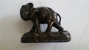 Armor Bronze Clad Elephant Bookend (ONE PIECE) NY City Corp Deco Missing Tusks - Picture 1 of 5