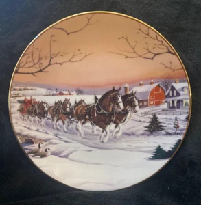 Anheuser Busch Budweiser Clydesdales 1996 Holiday Plate American Homestead - Picture 1 of 4