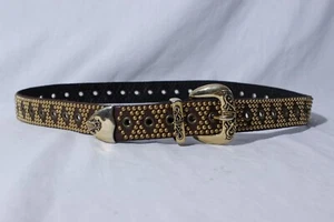 Sand Castle NY Damen Gürtel braun Leder goldfarben Ösen verziert 36-38 - Bild 1 von 8