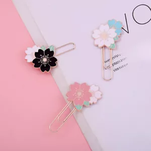 3PCS Süß Kirschblüte Lesezeichen Metall Papier Clip Student Schreibwaren - Bild 1 von 6