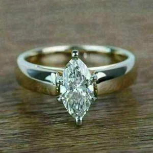 14K White Gold 2Ct Lab Created Diamond Women Solitaire Flush Set Engagement Ring - Picture 1 of 5