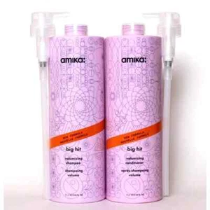 Amika BIG HIT shampoo e balsamo volumizzante 33,8 oz duo sigillato + pompe litri - Foto 1 di 1