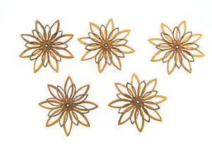 Vintage Gold 2 Tone M. Haskell Large Marquise Petal Flower Floral Findings Lot 