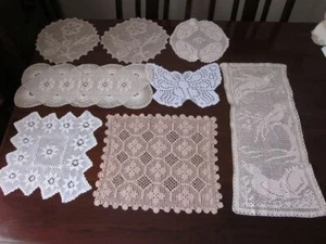 HERMOSA COLECCIÓN DE 8 TAPETES DE ENCAJE VINTAGE FILETE CROCHET - Imagen 1 de 6