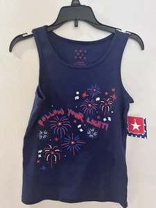 NWT Americana Girls 4th of July Patriotic Tank Sz L Follow Your Light Fireworks - Picture 1 of 5