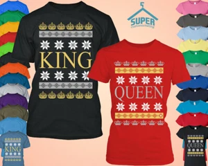 CAMISETA DE NAVIDAD King - Queen Santa Claus CREATE Your Xmas Love Pareja Camiseta - Imagen 1 de 3
