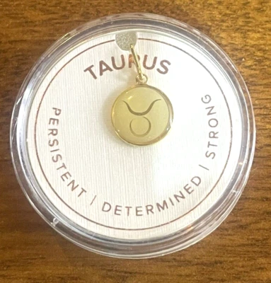 NUEVO Alex & Ani Zodiaco Tauro .925 Plata Esterlina Cadena Estación Dije Gancho Dorado Foto 1 de 2