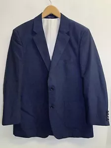 Alan Flusser Cotton Navy Blue White Polka Dot 2-Button L Blazer Jacket Coat - Picture 1 of 12