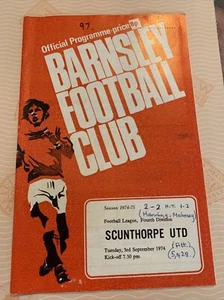 1974 Barnsley V Scunthorpe United English Soccer/football Programme - Picture 1 of 4