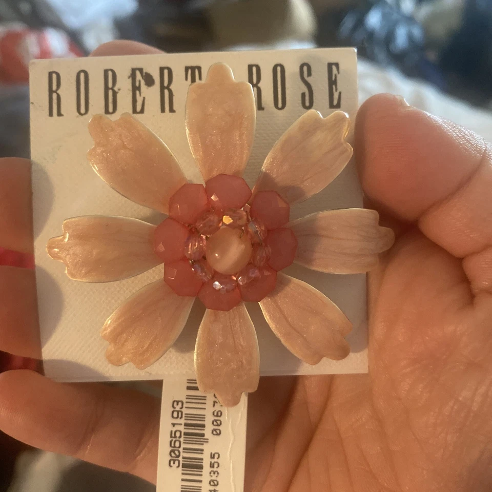 Robert Rose Pink Flower Brooch Pin NWT - Image 1 of 1