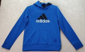 adidas Hoodie Youth Large Blue Polyester Long Sleeve Embroidered Logo Pullover - Picture 1 of 10