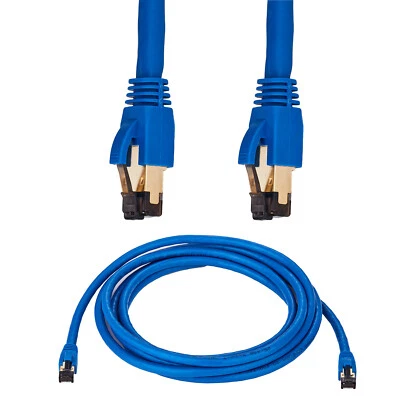 Cat8 Ethernet Cable RJ45 Shielded High Speed 40Gbps Internet Blue Copper Lot - Image 1 of 4