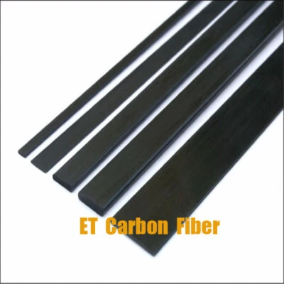500mm Pultruded Carbon Fiber Flat Shape Solid Bar Strip Multi Sizes - Image 1 of 4