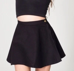 Women's American Apparel Black A-Line Skater Flare Denim Short Skirt Size S USA - Picture 1 of 10