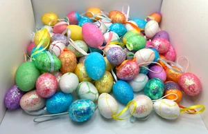 Mini Styrofoam Easter Egg Ornament Lot of 102 Glitter Swirl Bunny E4 - Picture 1 of 7