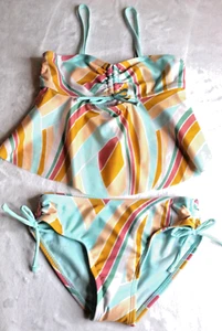 Wonder Nation Girl's Clinched Tankini Swimsuit Heavenly Aqua Size S (6-6X) - Picture 1 of 7