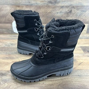 Lands End Expedition Jugend Größe 4 schwarz Wildleder Winter Schnee Stiefel Reißverschluss 519206 neu mit Etikett - Bild 1 von 9