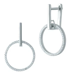 925 Sterling Silver Dangle/Drop Earring Fashion Zircon Design White Gold Finish - Picture 1 of 4